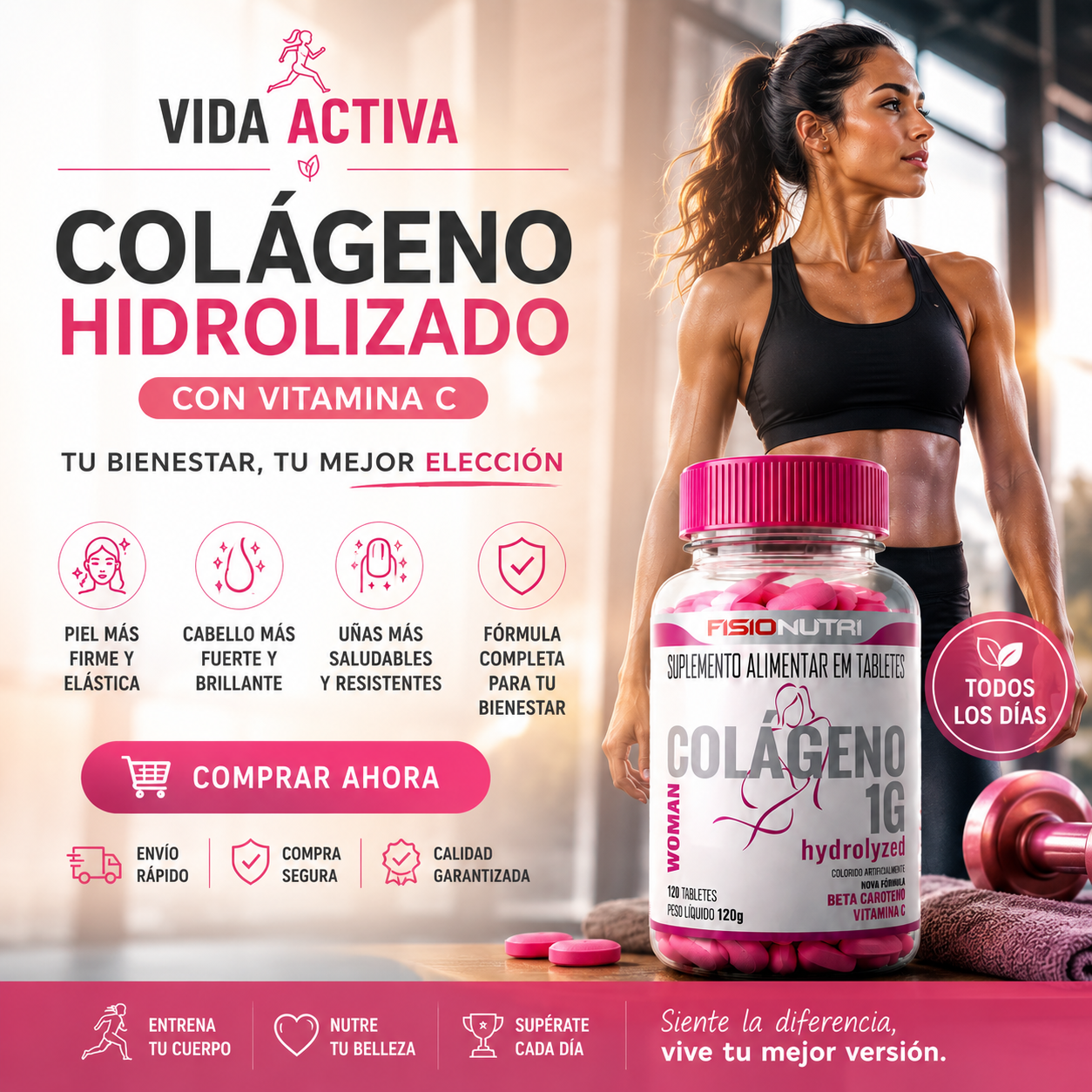 Colágeno Hidrolizado 120 Capsulas + Vitamina C